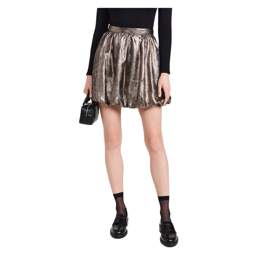 NWT Madewell Women's Metallic Bubble‎ Hem Mini Skirt Party Cocktail Bronze SZ 10